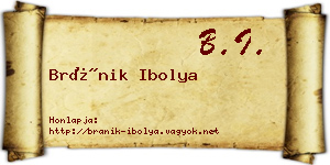 Bránik Ibolya névjegykártya